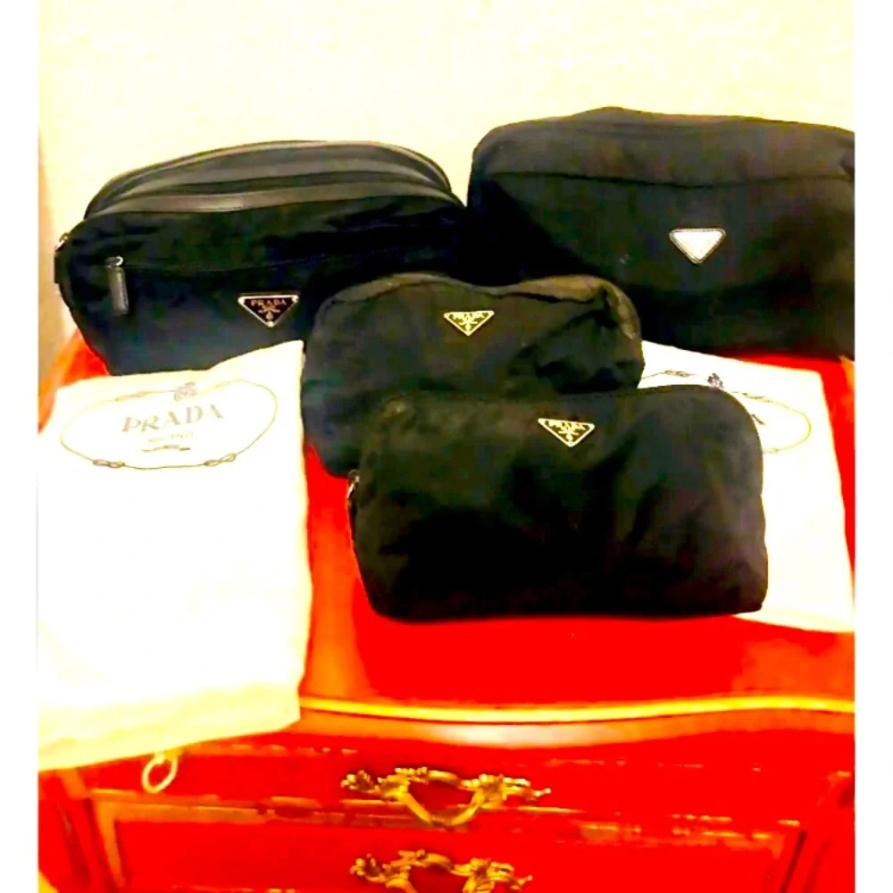 LARGE PRADA MULTI NECESSAIRE SAFFIANO COSMETIC TOILETRY BAG BLACK RE-NYLON $950